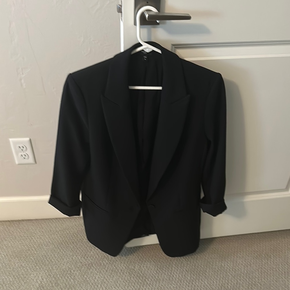 Express Editor Black Blazer Structured Suit Jacket - image 1